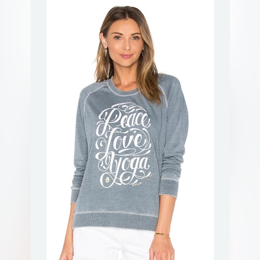 Spiritual Gangster Peace Love Yoga Sweatshirt in Denim